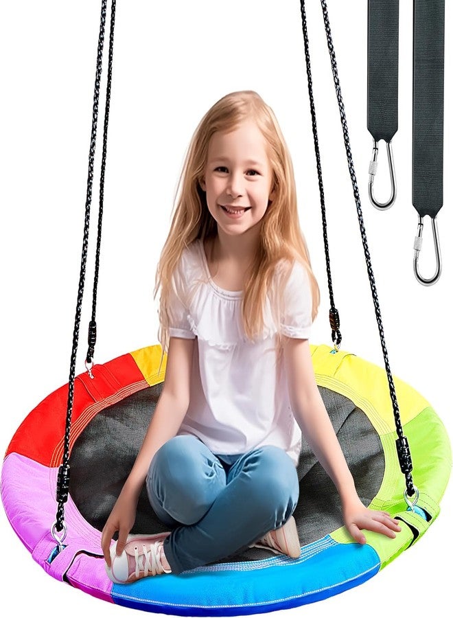 Matiko 40 Inch Saucer Tree Swing for Kids, Outdoor Round Swing with Hanging Straps & Adjustable Ropes, Easy Assembly - Image 1